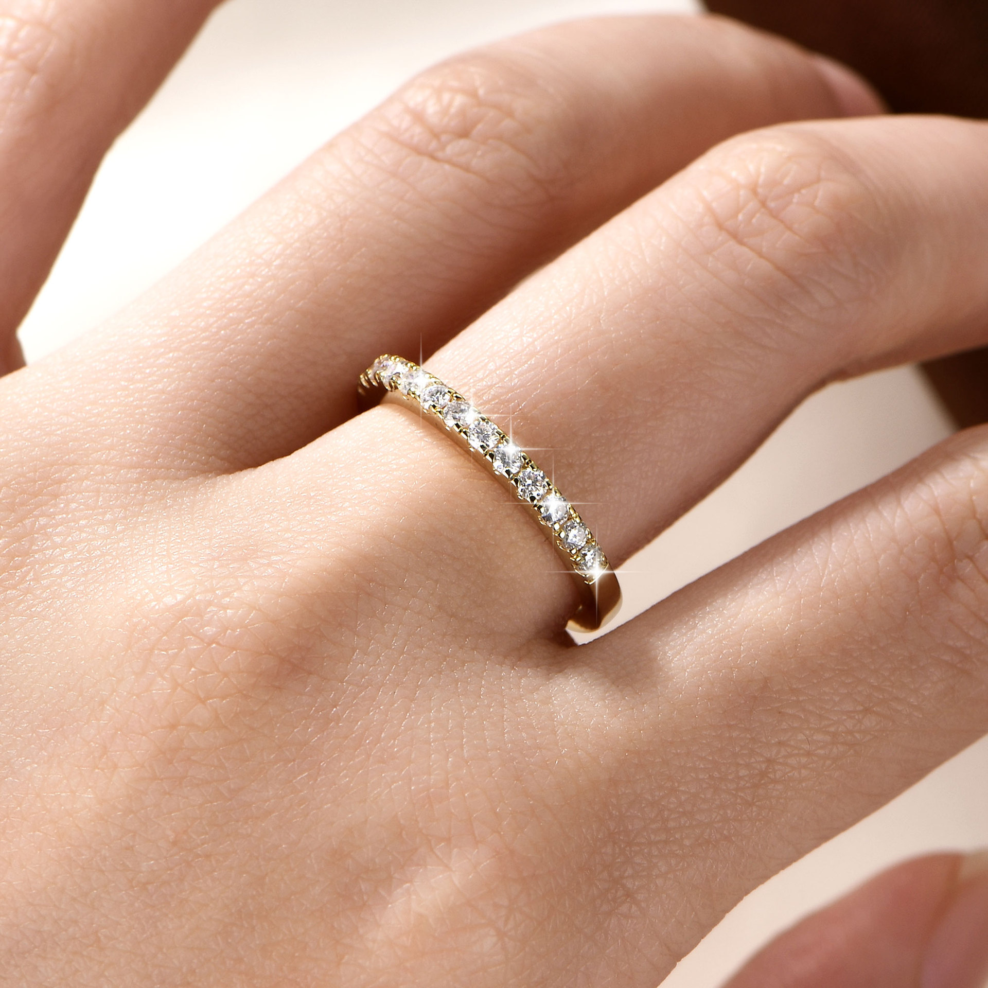 14k Gold-plated Stackable Moissanite Row Ring